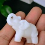 Ytbeoxk 1.8 Inch White Jade Elephant Crystal Decor, Healing Crystal Cute Figurines,White Elephant Gemstones Decorations Statue, Lucky Reiki Stones in Home and Office Meditation Gift for Women and Men