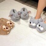 Aopuro Cute Women Elephant Animal Slippers Novelty Soft Plush House Shoes Fluffy Warm Slippers Cartoon Gifts for Birthday Christmas