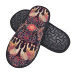 Tangopi Elephants Boho Floral House Slippers For Women Men Fuzzy House Shoes Non-Slip Spa Slippers Winter Warm Ladies Slippers For Indoor Outdoor M