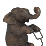 Deco 79 Polystone Elephant Decorative Sculpture Home Decor Statue with Bicycle, Accent Figurine 5″ x 11″ x 14″, Bronze