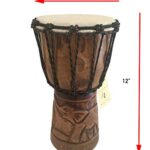 Djembe Drum Solid Wood Deep Carved Bongo Congo African Drum – 12″ HIGH MED SIZE – Professional Quality – NOT MADE IN CHINA – JIVE BRAND (Elephant)