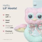 Bearington Collection Baby Lil’ Hoots Plush Stuffed Animal Pink Owl Soft Ring Rattle 5.5″