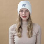 Elephant Gifts Beanie Hat for Women Get Well Soon Inspirational Thank You Gift for Women Men Motivational Uplifting Elephant Lover Elephant Stuff Accessories White