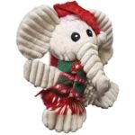 Petlou Holiday Natrual Plush Pet Toys for Dogs with Squeakers and Crinkle for Medium and Small Size Dogs (10 INCH, 10″ CHR Natural Elephant)