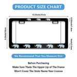 Funny License Plate Frame with Elephant Tribal Black Design Stainless Steels Black Car Tag Holder with 2 Holes and Screws 12 x 6 Inch Decoration for US Vehicles Standard for Women Men