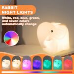 GAGBC Elephant Night Light for Kids, USB C Kids Night Light, Color-Changing Cute Lamp, Easy to Use Nightlight for Kids Room