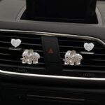 4 Pcs Elephant Heart Shaped Air Vent Clip, Bling Car Air Fresheners Vent Clips Crystal Diamond Car Diffuser Vent Clips Charm Rhinestone Cute Car Decoration Auto Interior Decor Bling Car Accessories for Women