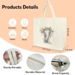 Cute Elephant Floral Aesthetic Tote Bag, Canvas Tote Bag for Women, 1 Pack Travel Beach Bag, Elephant Bag Elephant Gifts for Elephant Lover Daughter Wife Elephant Stuff Holiday Shopping Handbag -AH043