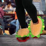 Funziez! Hamburger Slippers – Plush Cheeseburger Slippers Novelty House Shoe (Multi Color, Medium)