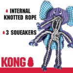 KONG Floppy Knots Combo Dog Toy – Hippo and Elephant Bundle – Interal Knotted Rope with Squeakers and Less Stuffing – Medium/Large