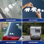 Elephant Family Car Stickers – Set of 8 White Elephants for Car Window – 2 Adults 6 Children 8 Decals Animal