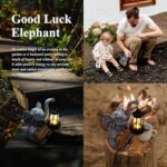 VMANYFIRE Outdoor Elephant Statue Solar Garden Decorative Lights, Light Up Your Yard, Patio, Lawn, Balcony, Garden Gift for Mom, Grandma, Women (Black Welcome)