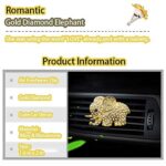 Car Air Fresheners Vent Clips Cute Bling Diamond Elephant Car Air Conditioning Outlet Clip Decorative Interior Accessories (Gold)