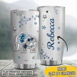 Wassmin Personalized Animal Tumbler Cup With Lid 20oz 30oz Custom Name Animal Stainless Steel Double Wall Vacuum Insulated Tumblers Coffee Travel Mug Birthday Christmas Customized Gifts (Elephant)